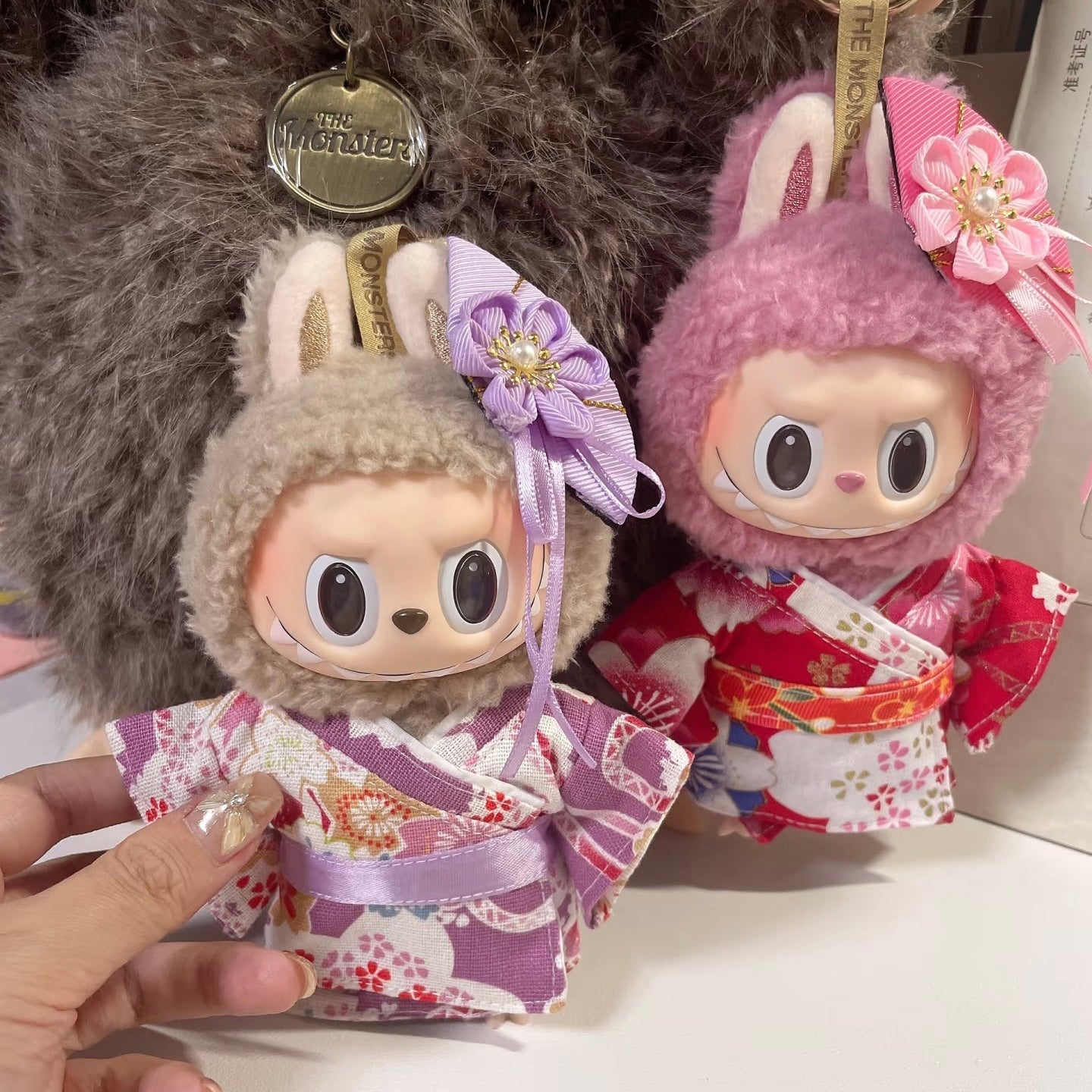 Labubu Fashion Outfit - Japanese Style Pink Kimono