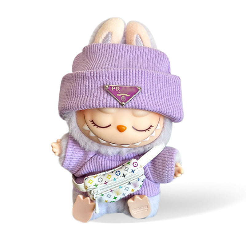 Toy Outfit - Purple Hat + Purple Top + White Bag