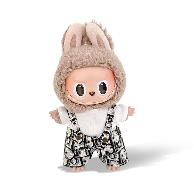 Labubu Outfit - White Top+ Blue Overalls