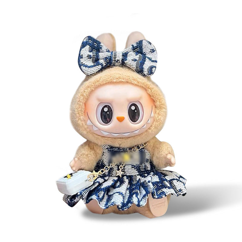 Fashion Outfit - Blue bow + blue dress + white bag