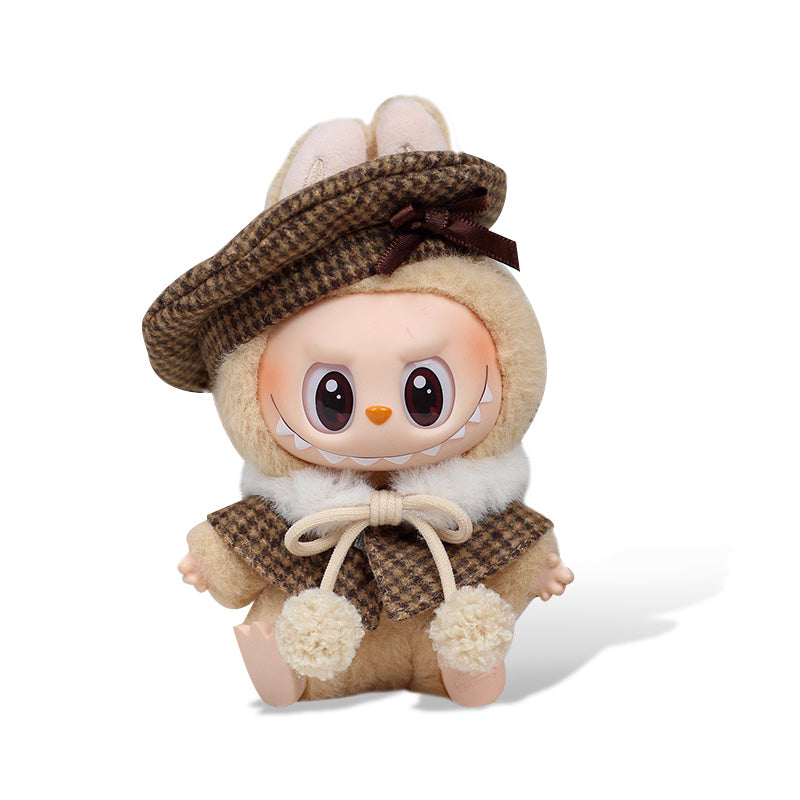 Labubu Fashion Outfit - Brown Beret & Cape Set