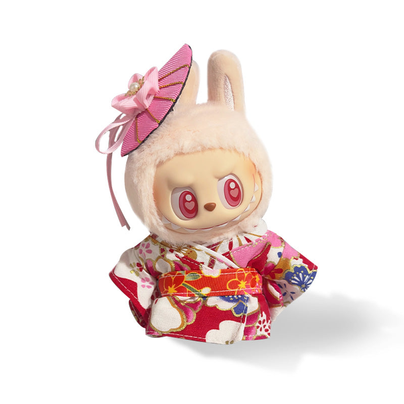 Labubu Fashion Outfit - Japanese Style Pink Kimono