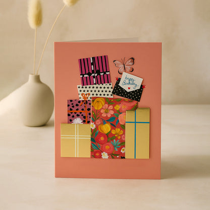 3D Gold Foil Floral Gift Greeting Card