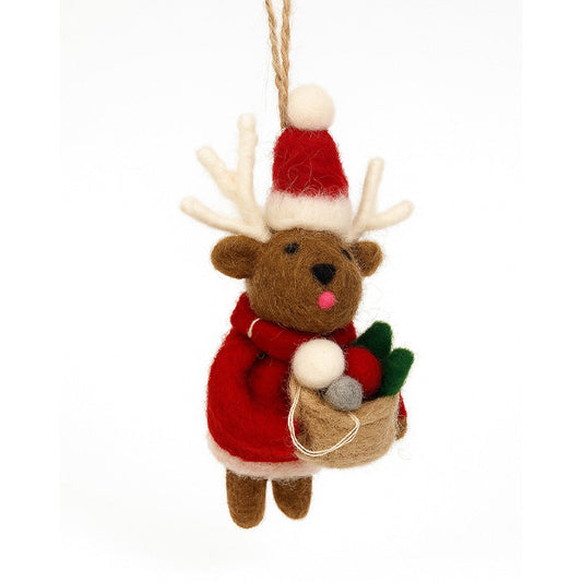 Christmas Bag Charm Tree Decorations - Red Christmas Reindeer
