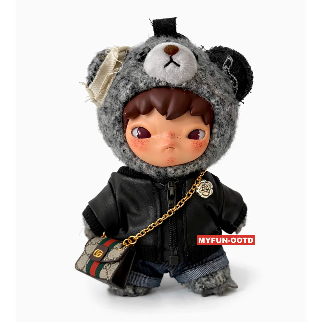 Hirono Outfit - Black leather jacket + jeans + bag