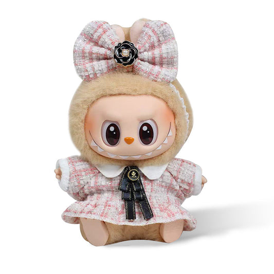 Labubu Fashion Outfit - Pink Skirt + Pink Bow