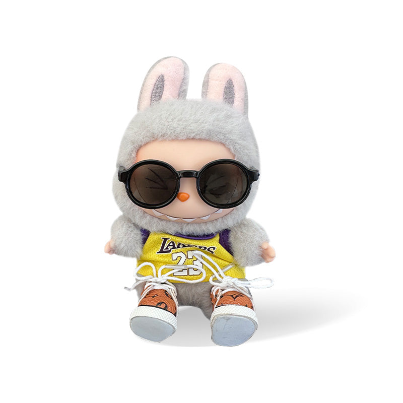 Labubu Outfit - Yellow Jersey + Sunglasses + Brown Shoes