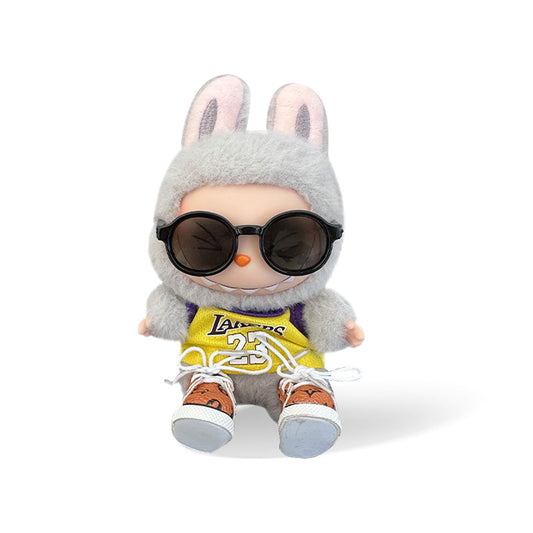 Labubu Outfit - Yellow Jersey + Sunglasses + Brown Shoes
