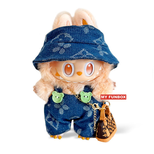 Toy Outfit - Denim hat + denim overalls + bag