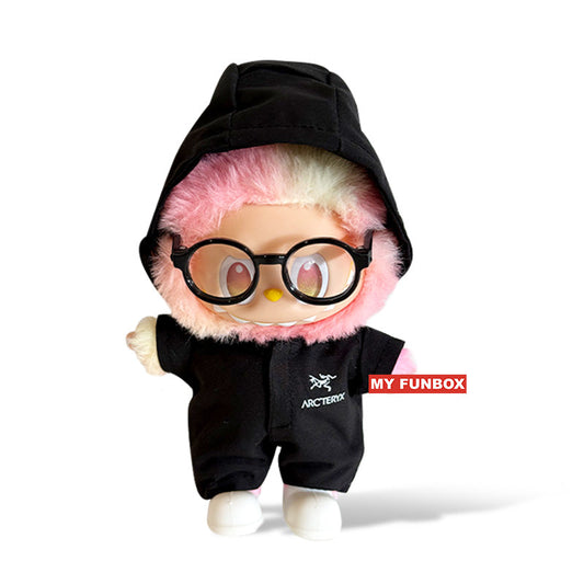 Fashion Dress - Black windbreaker jacket + black-rimmed glasses + white shoes