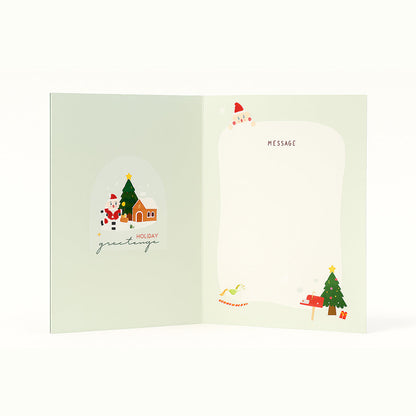 Merry Christmas Shaker Card - Santa & House Snow Globe with Moving Stars