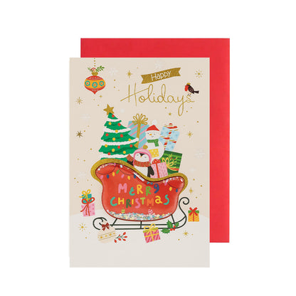 Merry Christmas Shaker Card – Cute Penguin & Snowman Design with Moving Stars