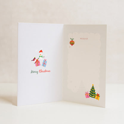 Merry Christmas Shaker Card – Cute Penguin & Snowman Design with Moving Stars