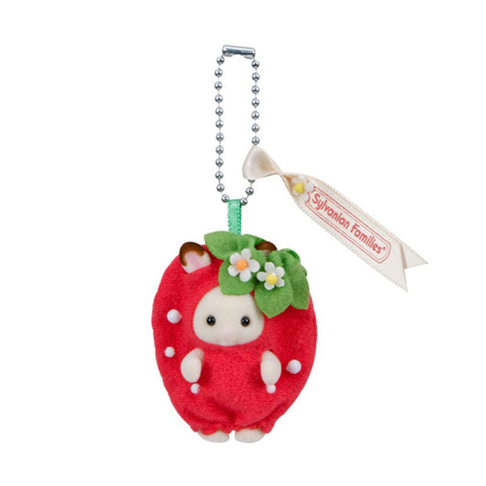Sylvanian Families Baby Chocolate Rabbit Strawberry Keychain