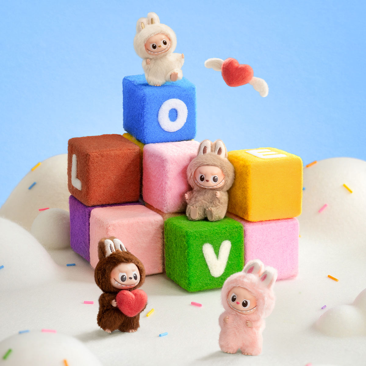 POPMART Mini Labubu PIN FOR LOVE SERIES - Vinyl Plush Pendant blind box (A-M)