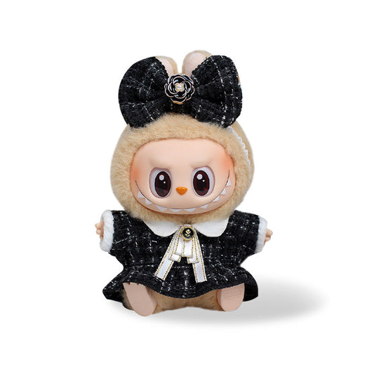 Labubu Fashion Outfit - Black Skirt + Bow