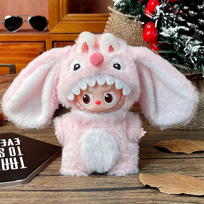 Labubu Pin for Love (mini) Outfit - Pink Cute Fluffy Outfit