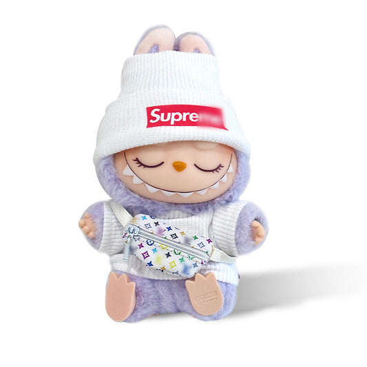 Toy Outfit - White Top + White Hat + White Bag