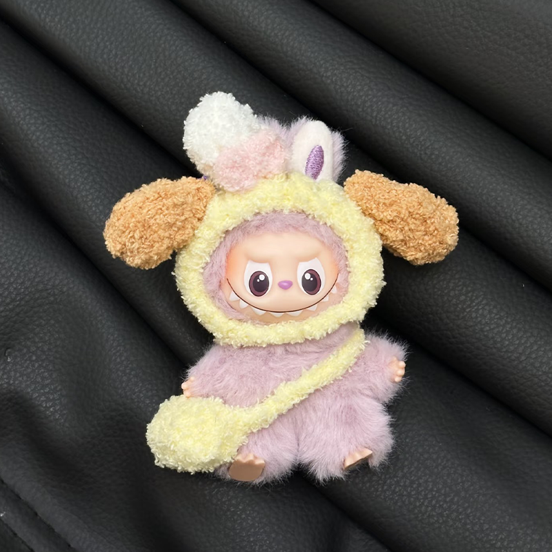 Mini Labubu Pin for Love Outfit - Yellow Hat + Yellow Bag